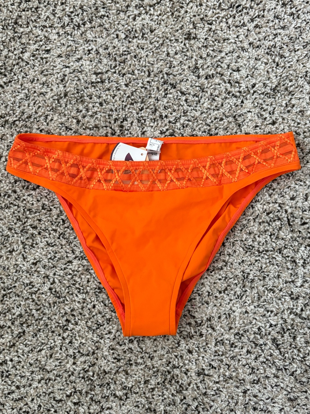 Bright Orange Crochet-Trim Bikini Bottom by